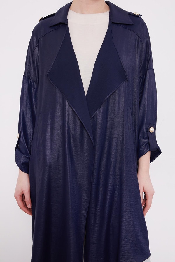 LevidorLacivert Apolet Detaylı Kısa Kap