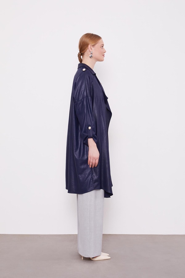 LevidorLacivert Apolet Detaylı Kısa Kap