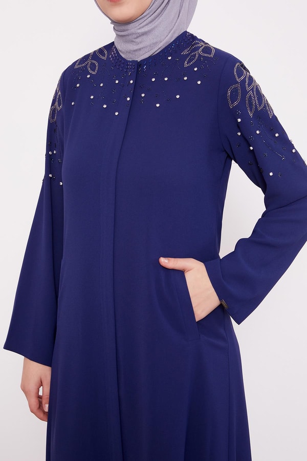 LevidorLacivert Taş İşlemeli Ferace