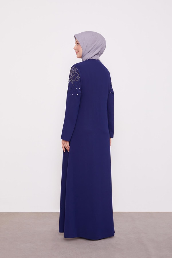 LevidorLacivert Taş İşlemeli Ferace