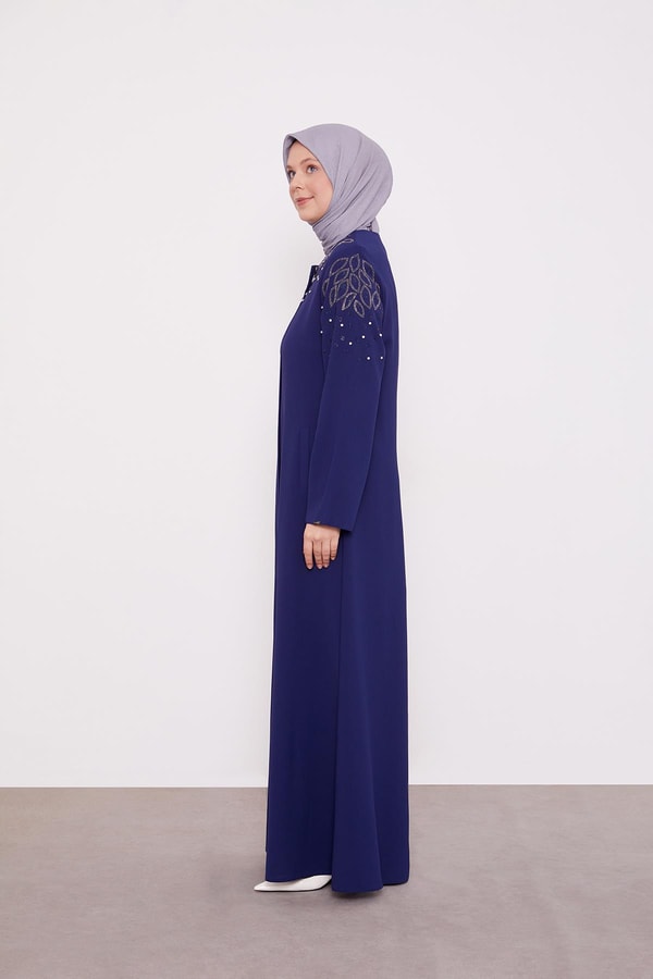 LevidorLacivert Taş İşlemeli Ferace