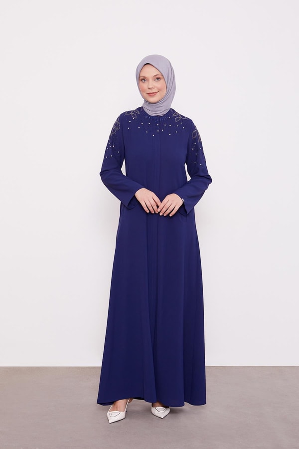 LevidorLacivert Taş İşlemeli Ferace