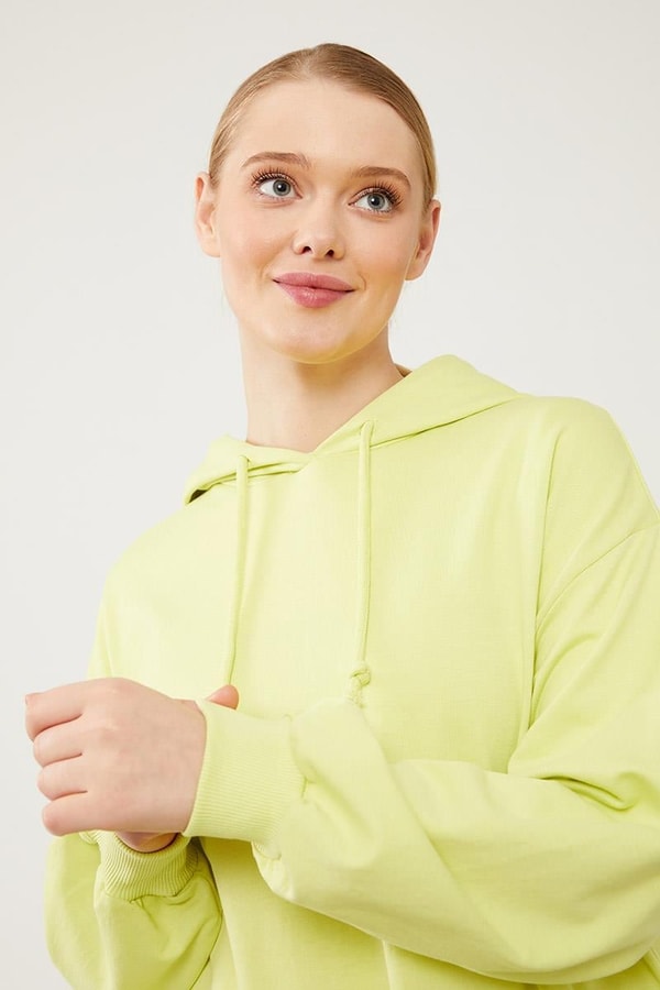 LevidorLevidor A.Yeşil Kapüşonlu Gizli Cepli Uzun Swaet