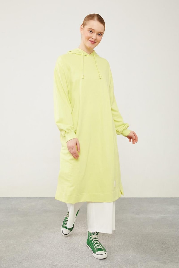 LevidorLevidor A.Yeşil Kapüşonlu Gizli Cepli Uzun Swaet