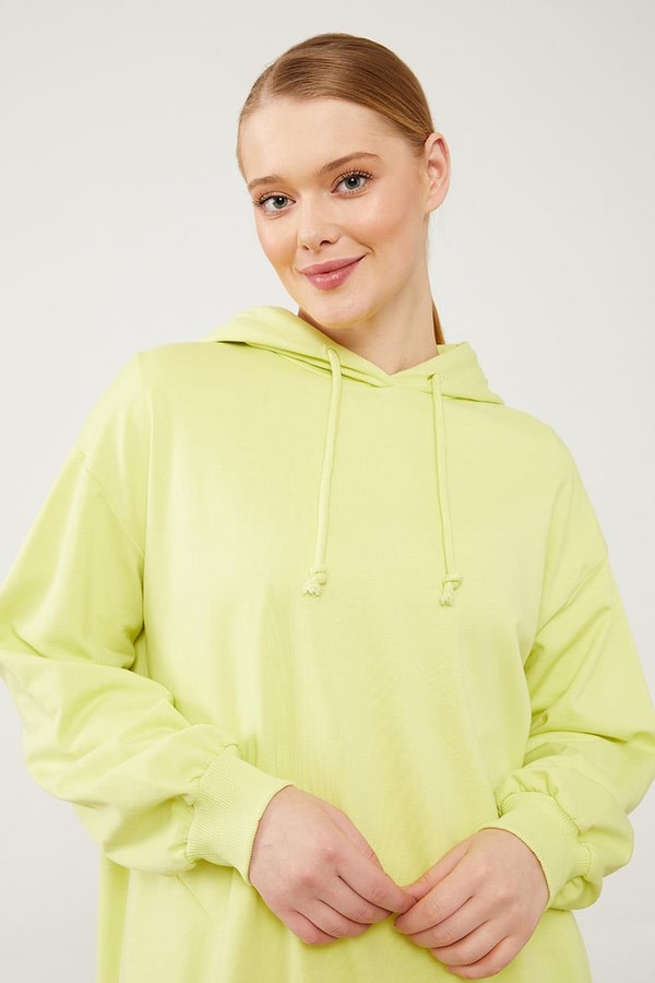 LevidorLevidor A.Yeşil Kapüşonlu Gizli Cepli Uzun Swaet