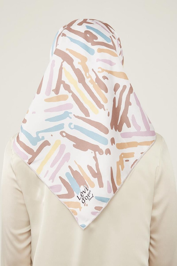LevidorLevidor Açık Kahverengi Fırça Desen Twill Eşarp