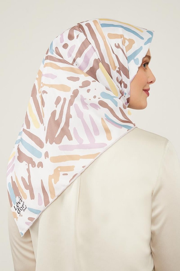 LevidorLevidor Açık Kahverengi Fırça Desen Twill Eşarp