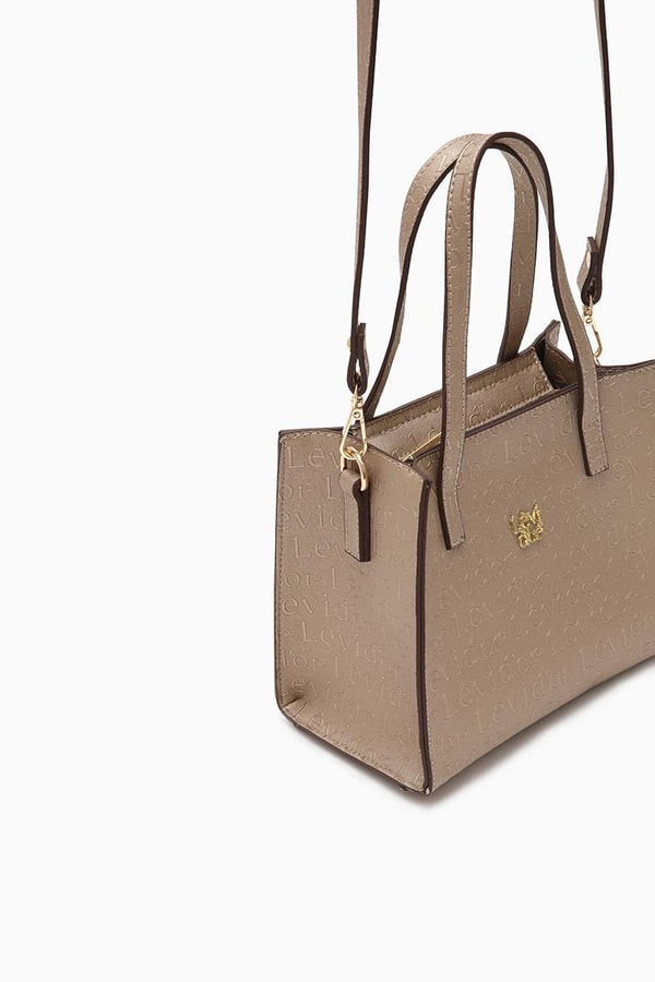 LevidorLevidor Altın Sarısı Çapraz Askılı Monogram Baskılı Omuz Çantası