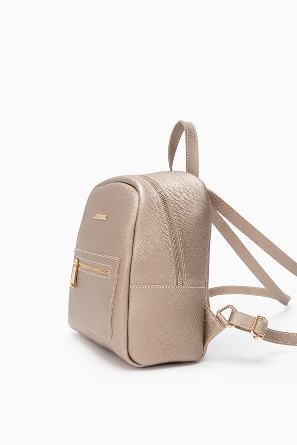 LevidorLevidor Altın Sarısı Fermuarlı Çok İşlevli Sırt Çantası