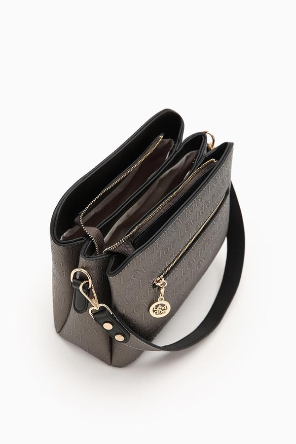 LevidorLevidor Antrasit Basıkılı El Çantası