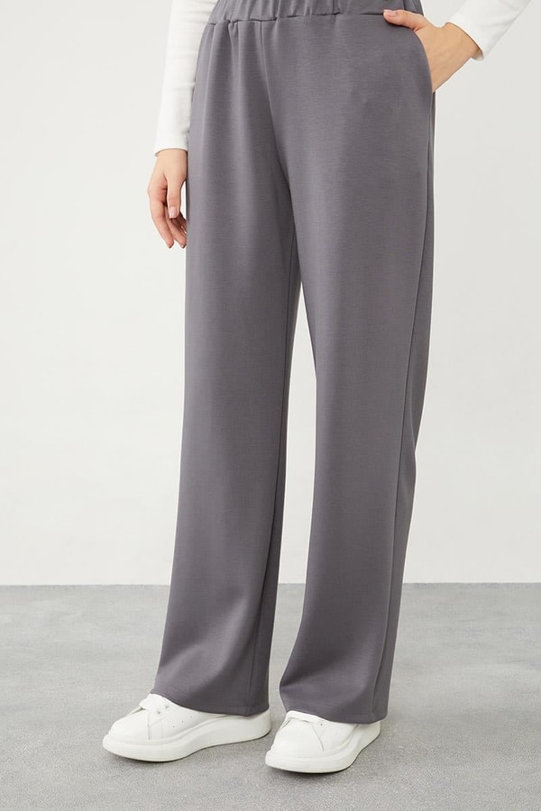 LevidorLevidor Antrasit Bisiklet Yaka Cepli Penye Pantolonlu Spor Takım