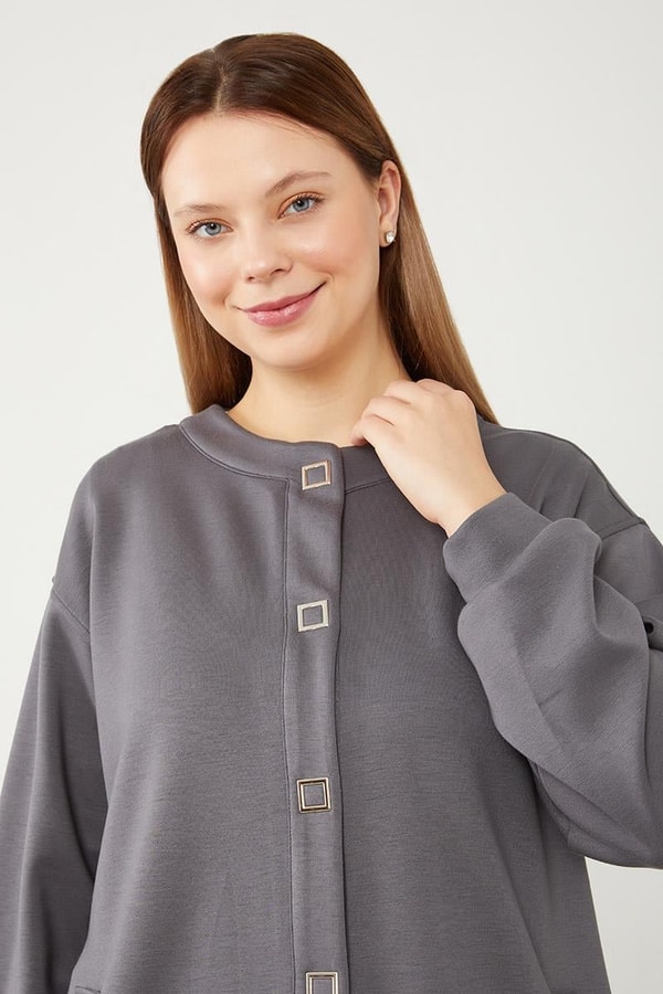 LevidorLevidor Antrasit Bisiklet Yaka Cepli Penye Pantolonlu Spor Takım