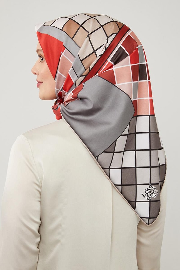 LevidorLevidor Antrasit Dama Desenlli Trend Twill Eşarp