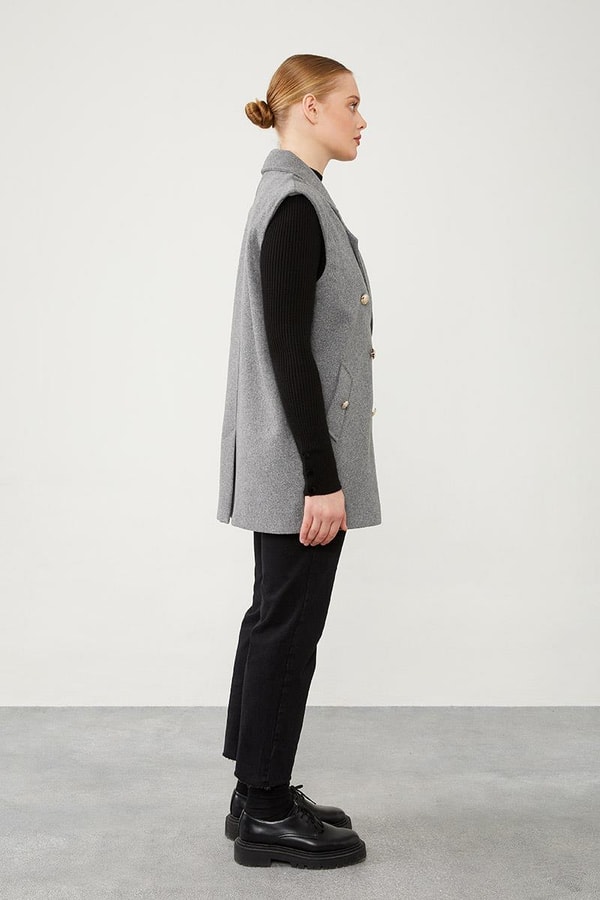 LevidorLevidor Antrasit Düğme Kapamalı Yelek