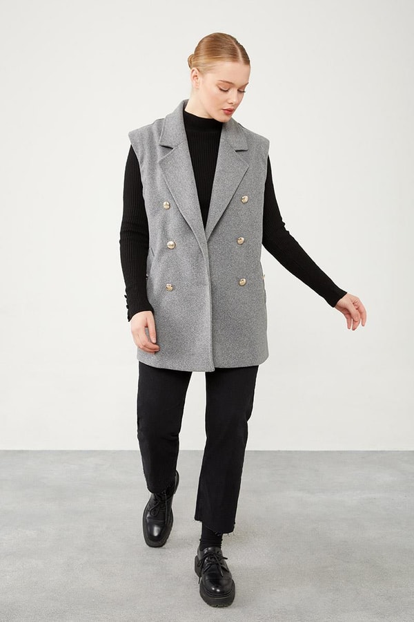 LevidorLevidor Antrasit Düğme Kapamalı Yelek