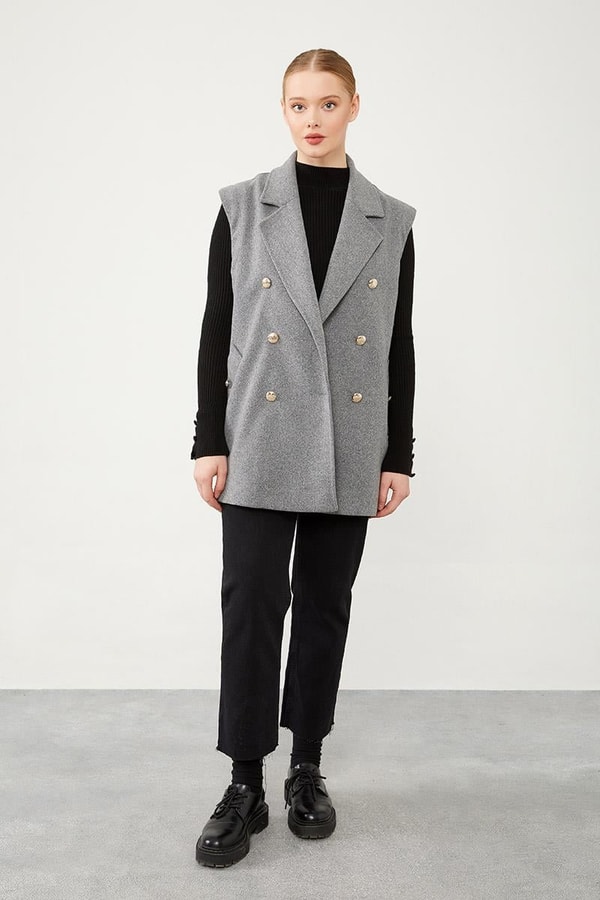 LevidorLevidor Antrasit Düğme Kapamalı Yelek