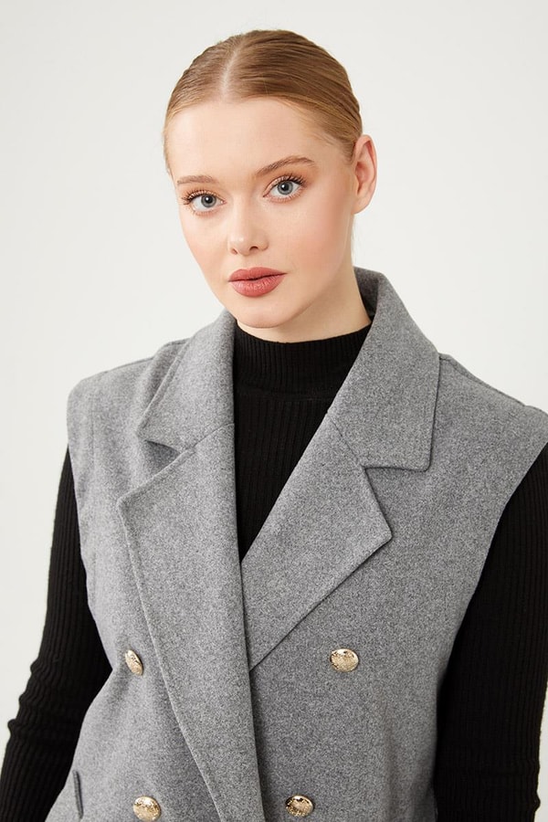 LevidorLevidor Antrasit Düğme Kapamalı Yelek