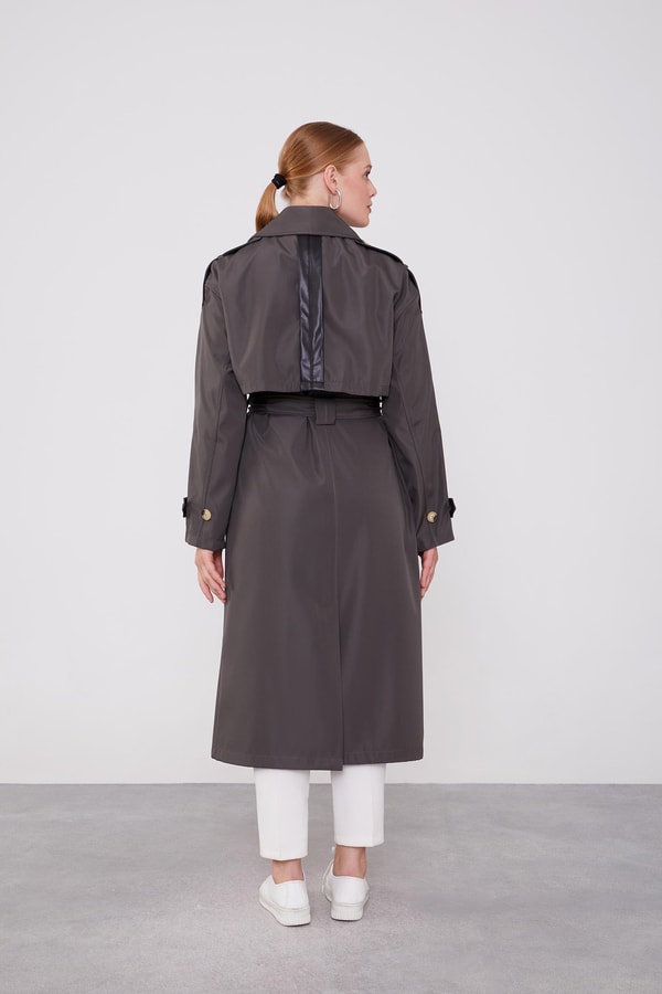 LevidorLevidor Antrasit Düğme Kapamalı Trençkot