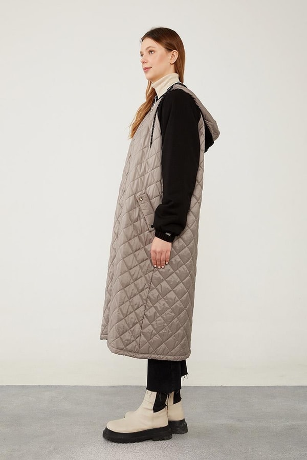 LevidorLevidor Antrasit Kapitone Fermuar Kapamalı Kap