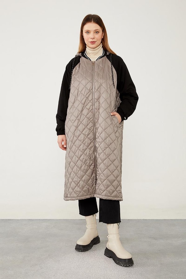 LevidorLevidor Antrasit Kapitone Fermuar Kapamalı Kap