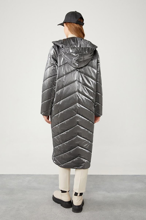 LevidorLevidor Antrasit Kapüşonlu Kapitone Şişme Mont