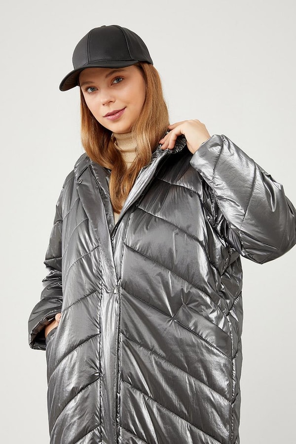 LevidorLevidor Antrasit Kapüşonlu Kapitone Şişme Mont