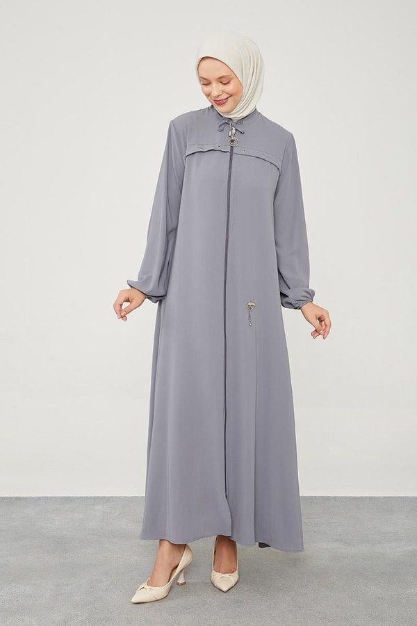 LevidorLevidor Antrasit Kuş Gözü Detaylı Ferace