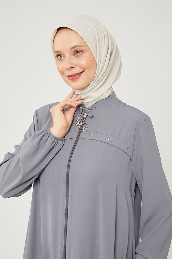 LevidorLevidor Antrasit Kuş Gözü Detaylı Ferace