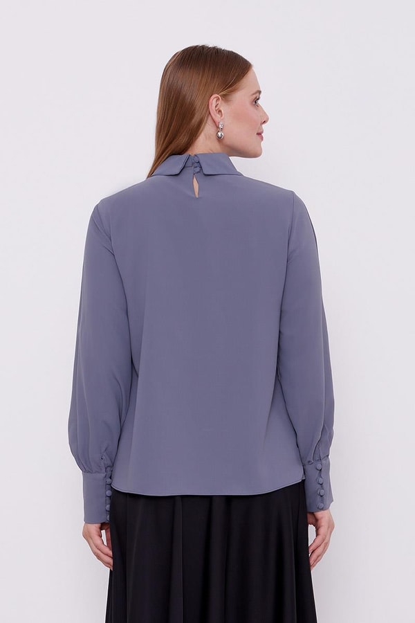 LevidorLevidor Antrasit Yaka Taş Detaylı Bluz