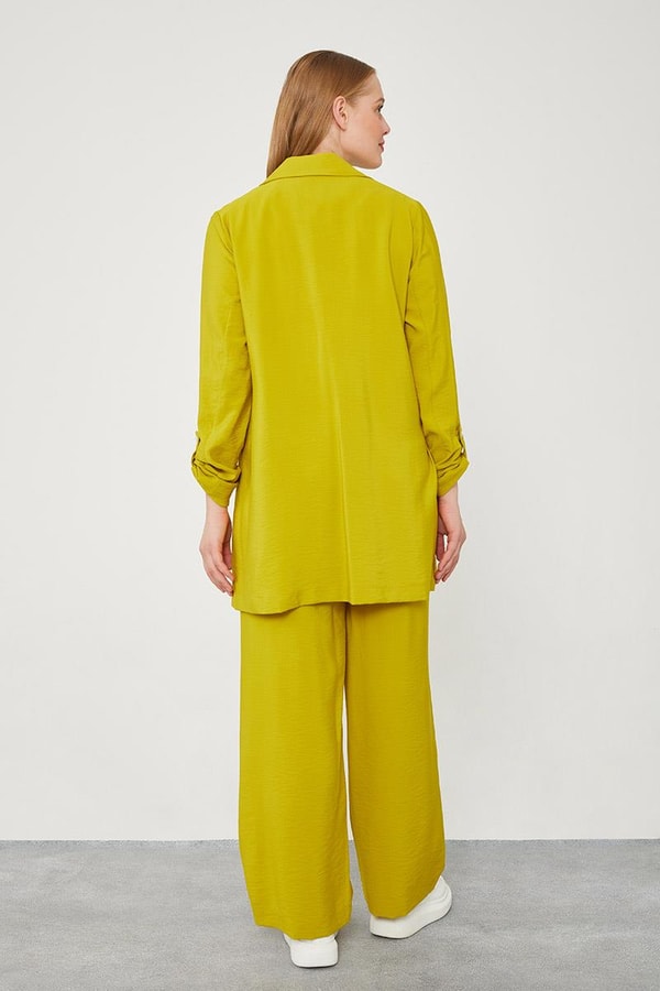 LevidorLevidor Asit Baskılı İçlikli Geniş Paça Pantolonlu Ceket Takım