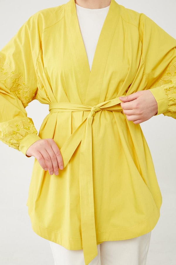 LevidorLevidor Asit Kolları Nakış Detaylı Kimono