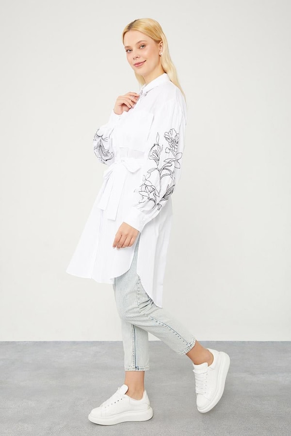 LevidorLevidor Asit Nakışlı Belden Bağlamalı Kimono