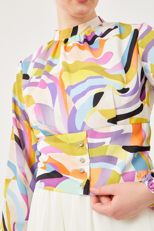 LevidorLevidor Asit Yakası Büzgülü Arkası Gipeli Bluz