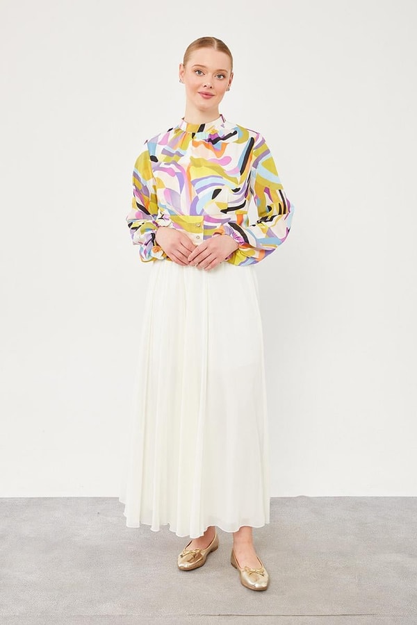 LevidorLevidor Asit Yakası Büzgülü Arkası Gipeli Bluz