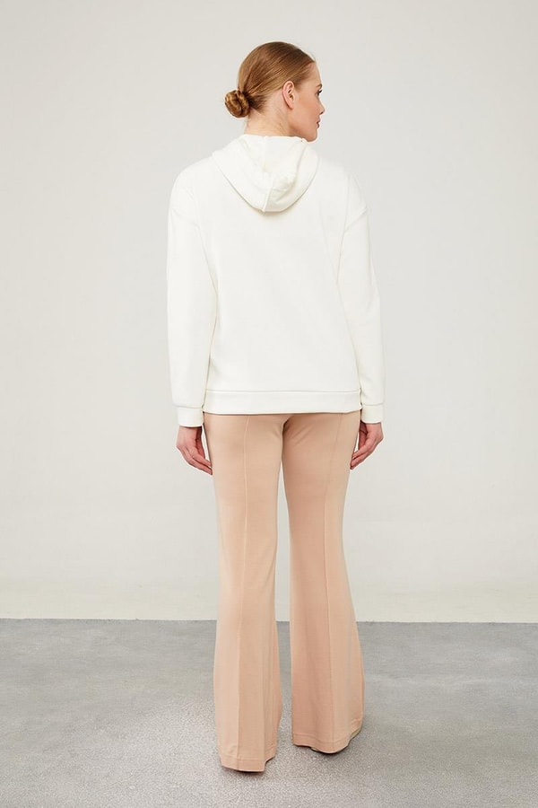 LevidorLevidor Bej Beli Lastikli Şerit Çizgili Spor Pantolon