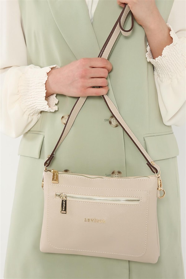 LevidorLevidor Bej Çapraz Askılı Shopper Çanta