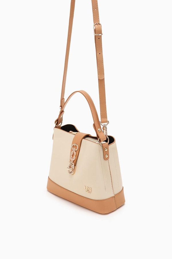 LevidorLevidor Bej Çift Renk Çıkarılabilir Askılı El Çantası