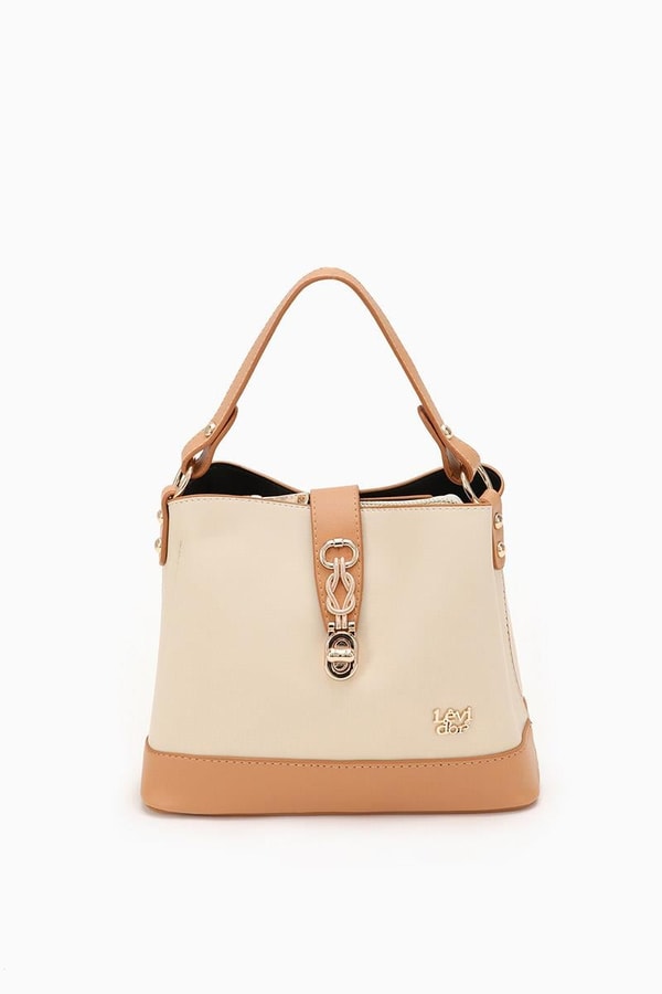 LevidorLevidor Bej Çift Renk Çıkarılabilir Askılı El Çantası