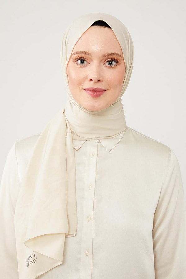 LevidorLevidor Bej Dama Desen Jakarlı Elegance Şal