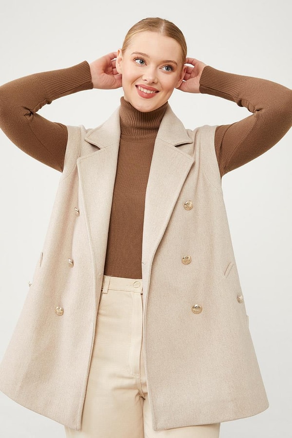 LevidorLevidor Bej Düğme Kapamalı Yelek
