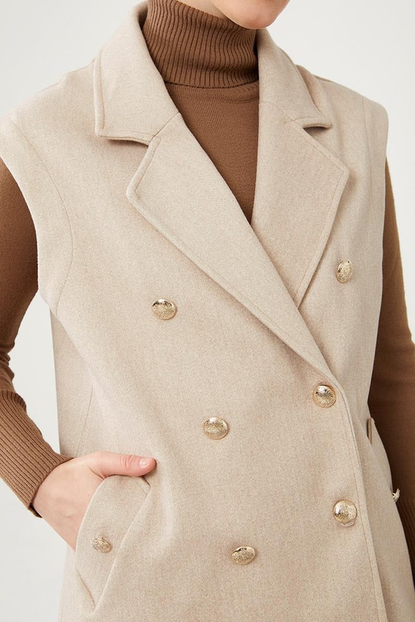 LevidorLevidor Bej Düğme Kapamalı Yelek