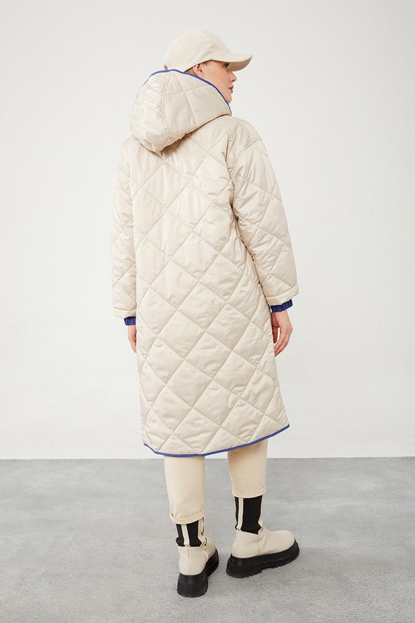 LevidorLevidor Bej Kapitone Uzun Şişme Mont