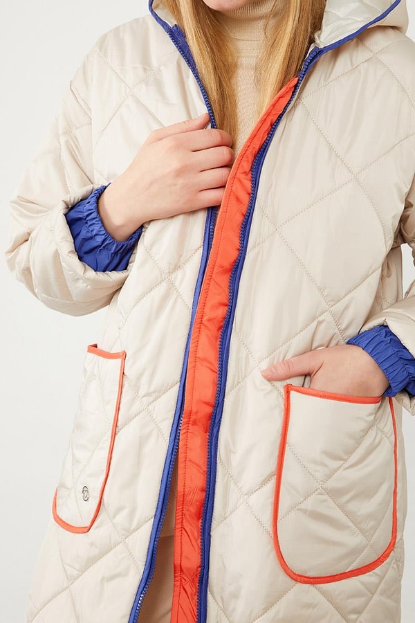 LevidorLevidor Bej Kapitone Uzun Şişme Mont