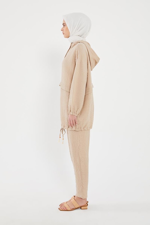 LevidorLevidor Bej Kapşonlu Muslin Spor Takım