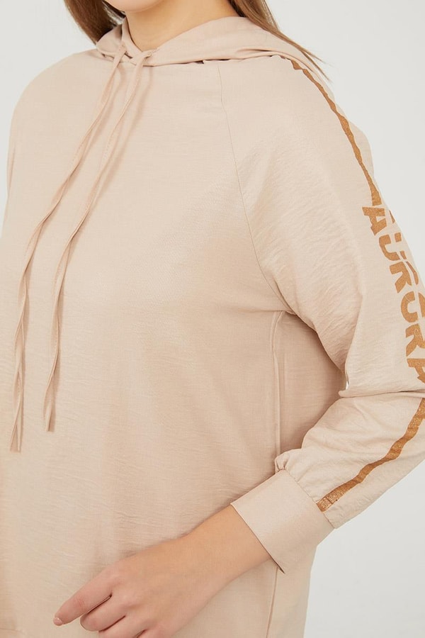 LevidorLevidor Bej Kapüşonlu Kanguru Cepli Spor Takım