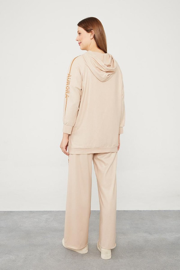 LevidorLevidor Bej Kapüşonlu Kanguru Cepli Spor Takım