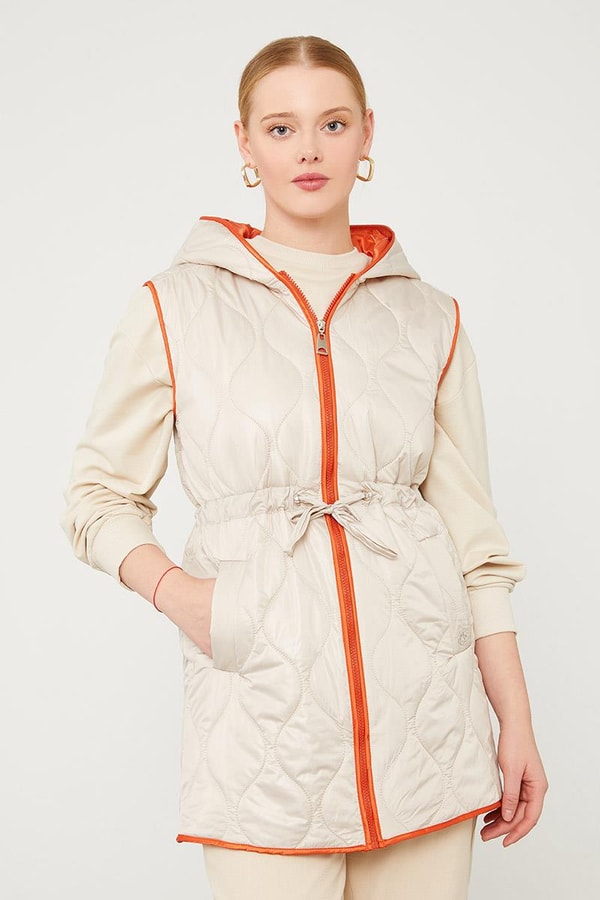 LevidorLevidor Bej Kapüşonlu Şişme Yelek