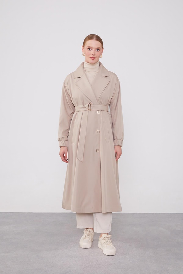 LevidorLevidor Bej Kolu Lastik Detay Trençkot