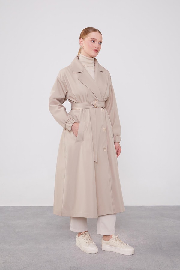 LevidorLevidor Bej Kolu Lastik Detay Trençkot
