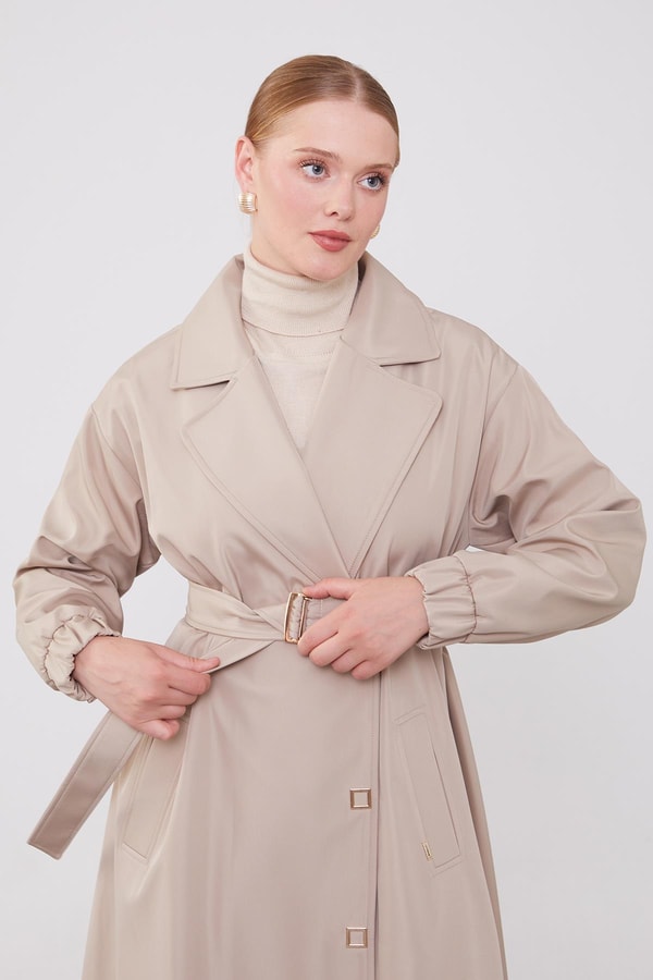 LevidorLevidor Bej Kolu Lastik Detay Trençkot